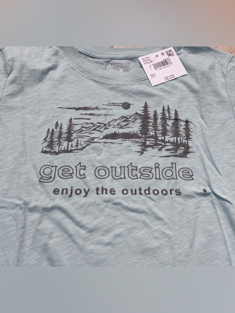 American Eagle Light Blue Graphic Tee